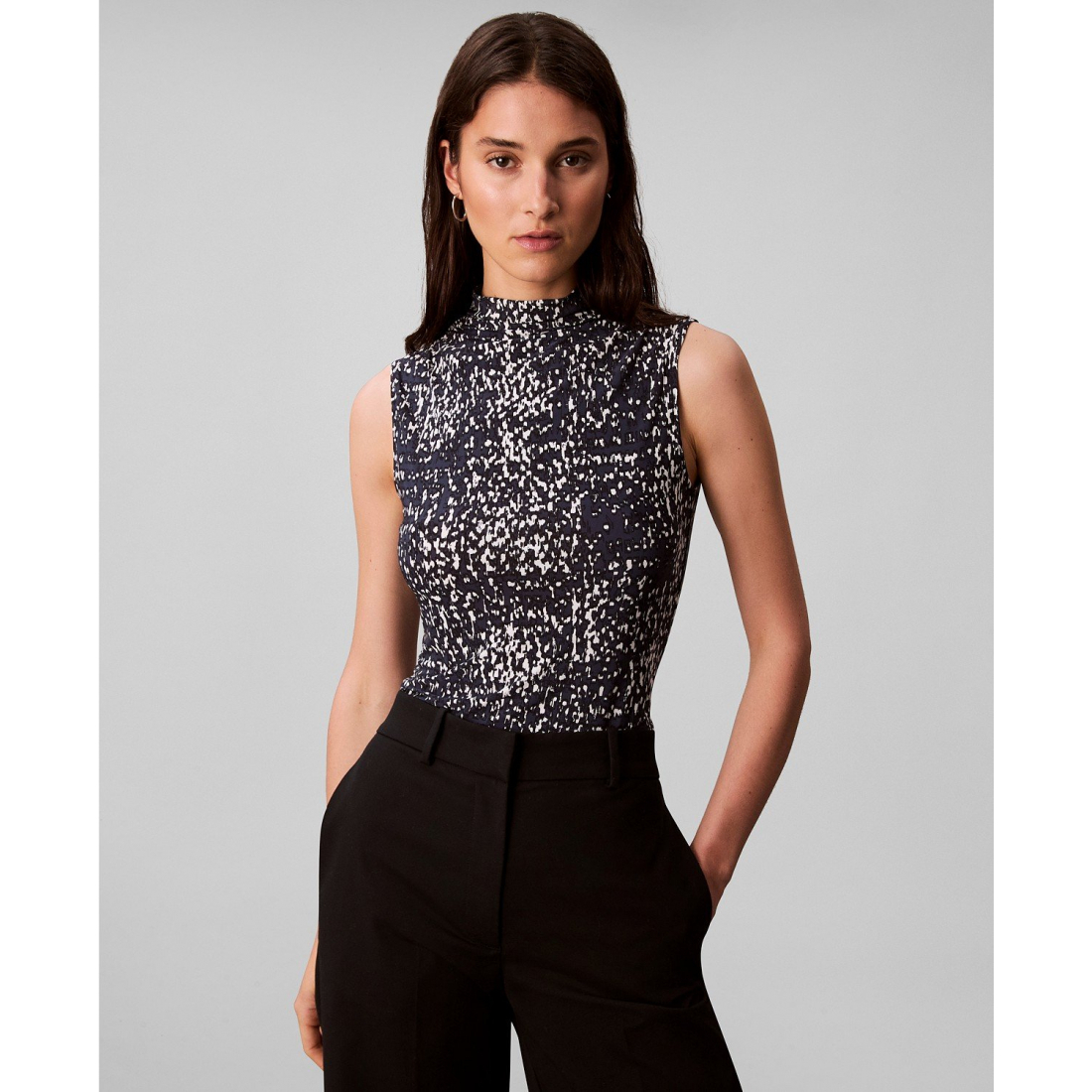 Top 'Sleeveless Printed Mock-Neck' pour Femmes