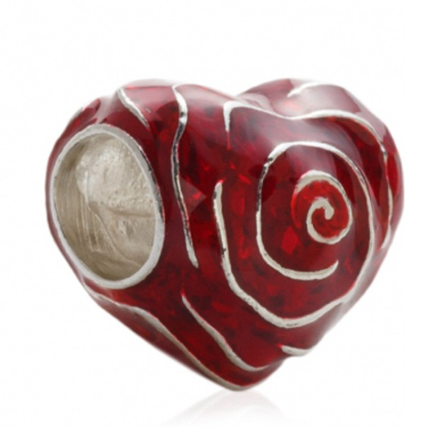 Women's 'Red Rose Heart' Charm