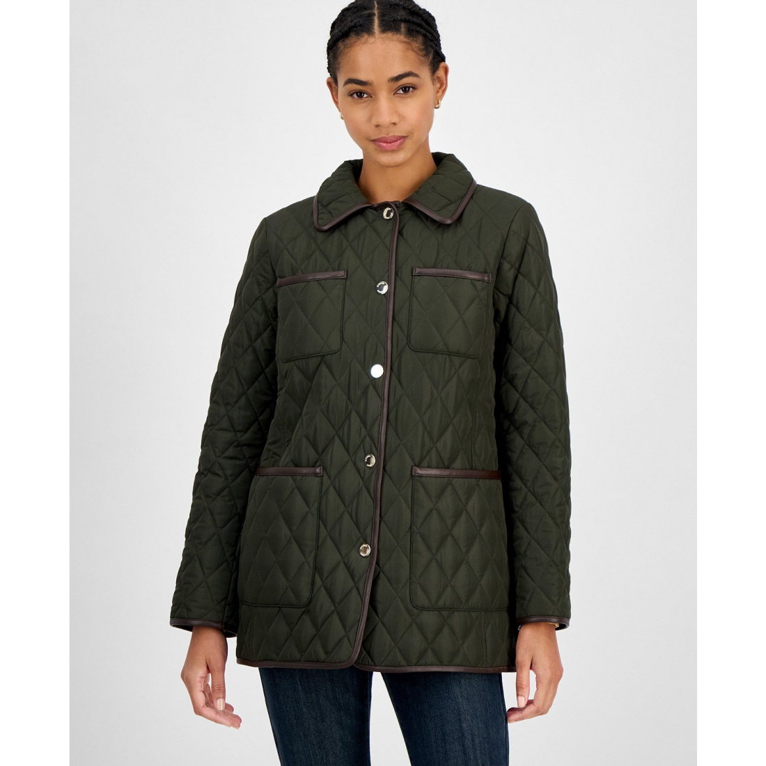 Veste matelassée 'Faux-Leather-Trim' pour Femmes