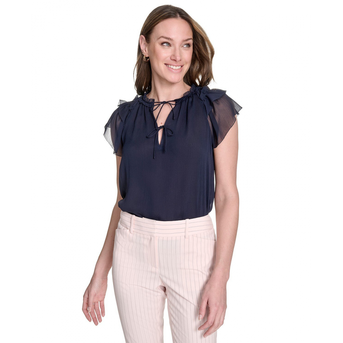 Blouse 'Split-Neck Flutter-Sleeve' pour Femmes