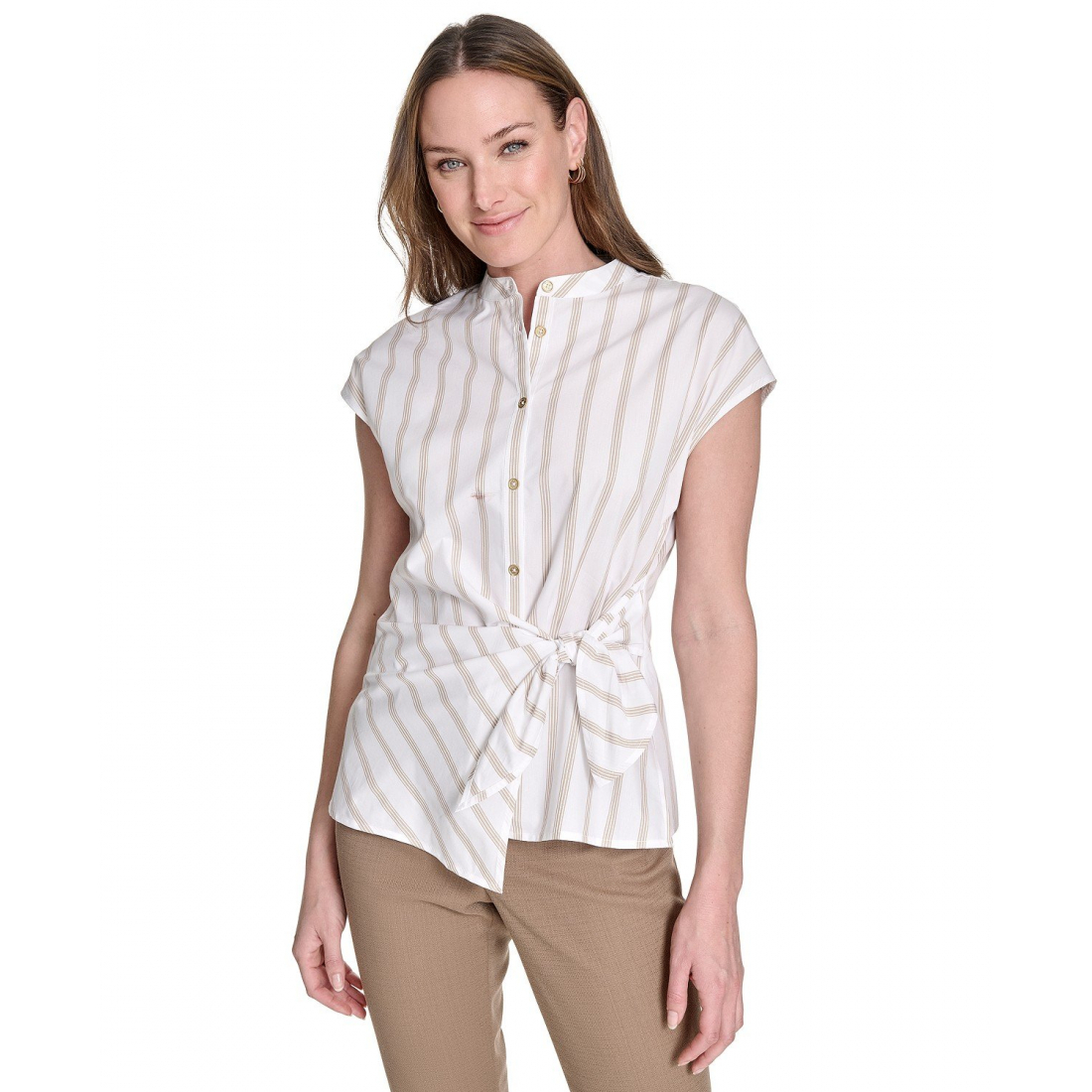 Blouse 'Striped Side-Tie Cap-Sleeve' pour Femmes