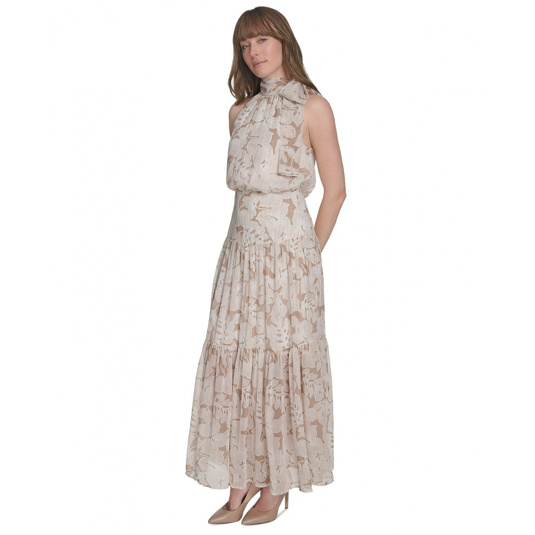 Robe maxi 'Side-Tie Halter Tiered' pour Femmes