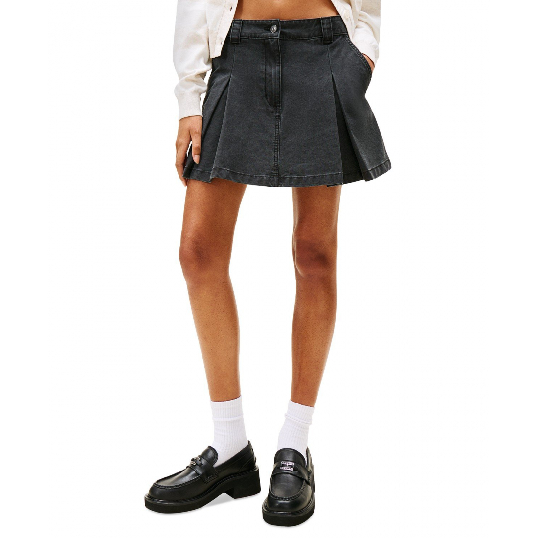 Mini Jupe 'Cotton Canvas Pleated' pour Femmes