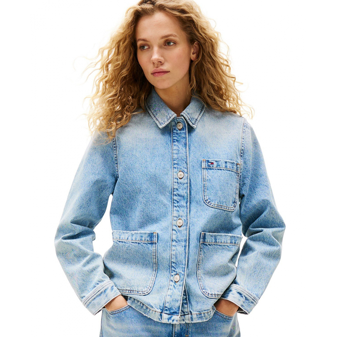 Women's 'Cotton Faded-Denim' Trucker Jacket