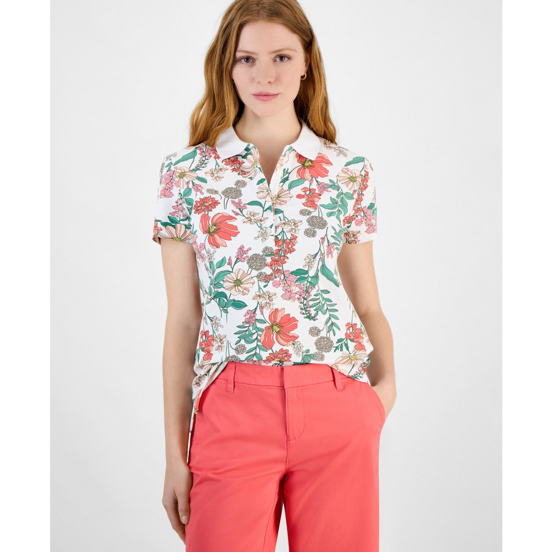 Women's 'Floral-Print' Polo Shirt