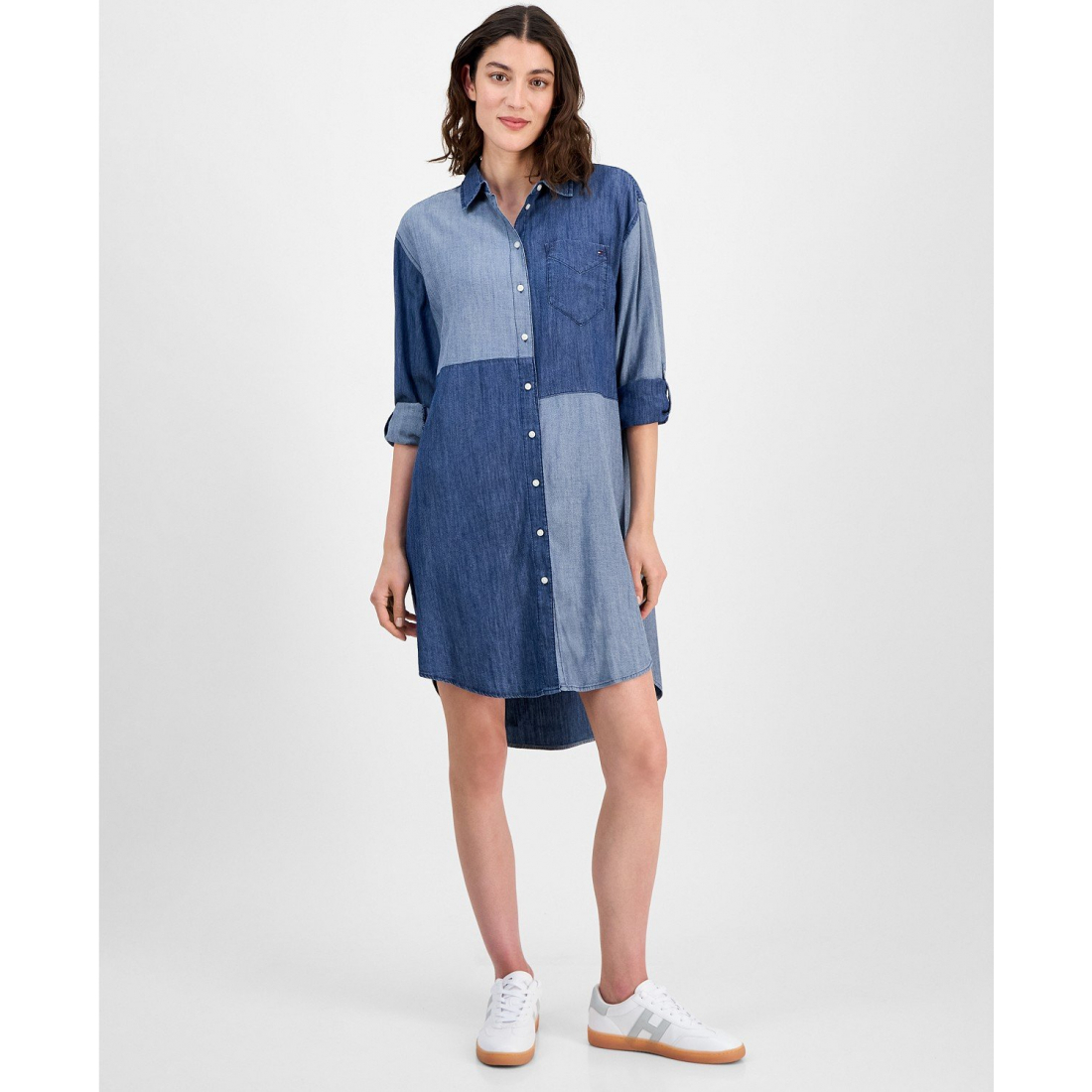 Robe chemise 'Chambray Patchwork' pour Femmes