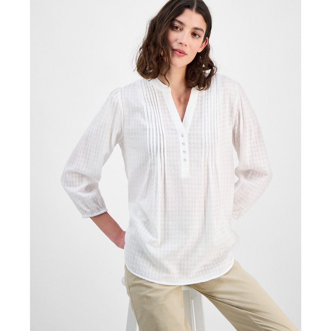 Tunique '3/4-Sleeve Pintuck' pour Femmes