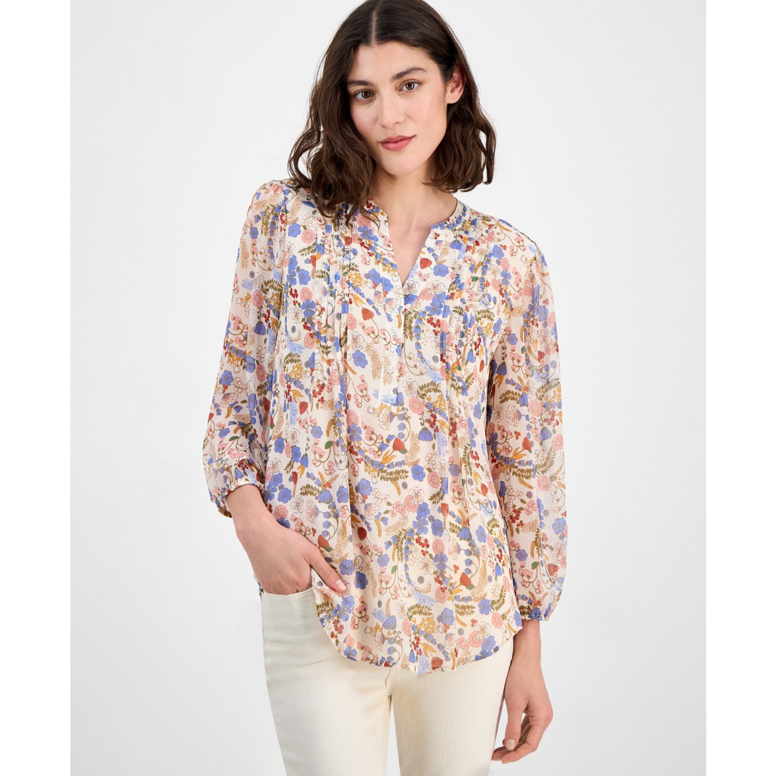 Women's 'Floral Pintuck' Blouse