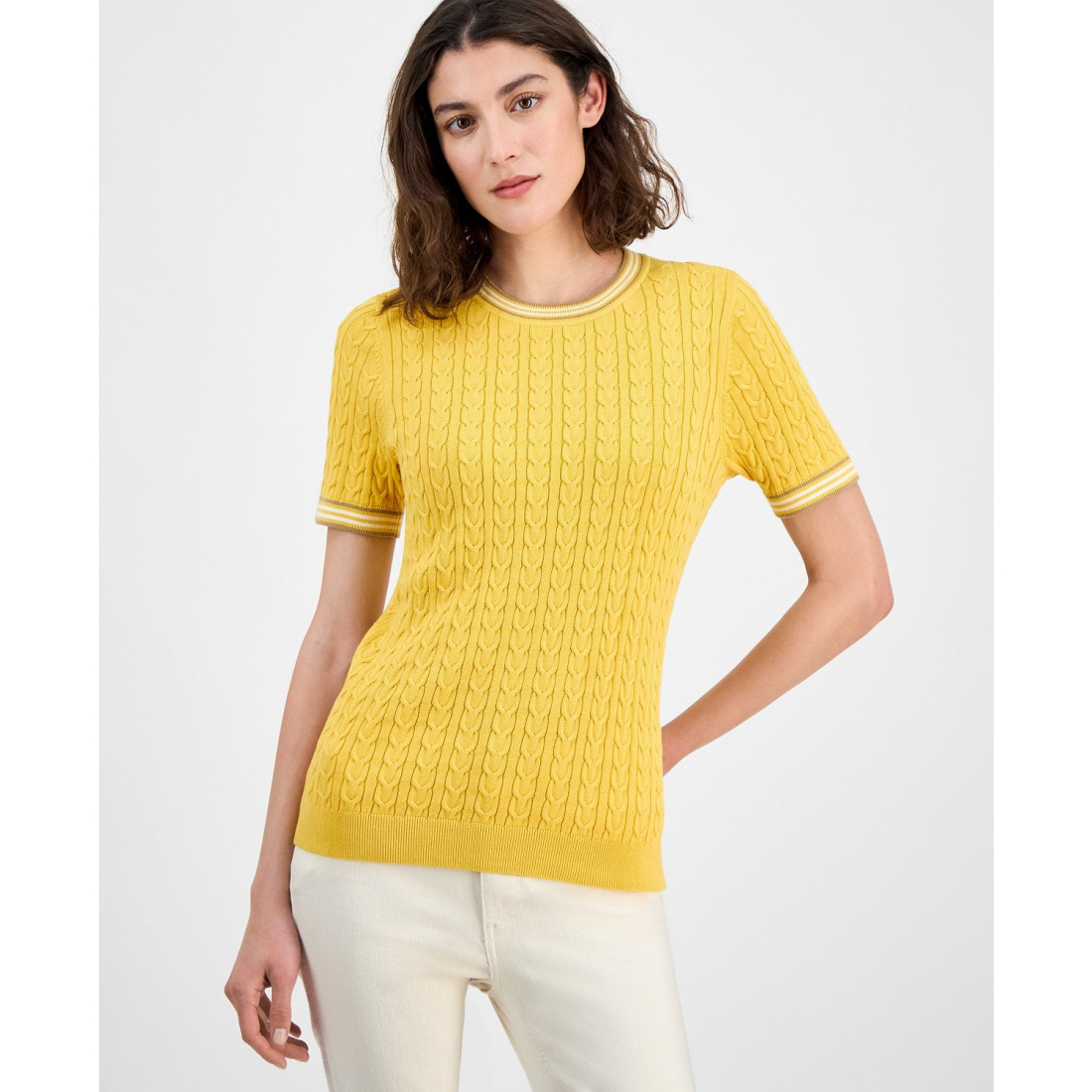 'Tipped' Kurzarm Pullover für Damen