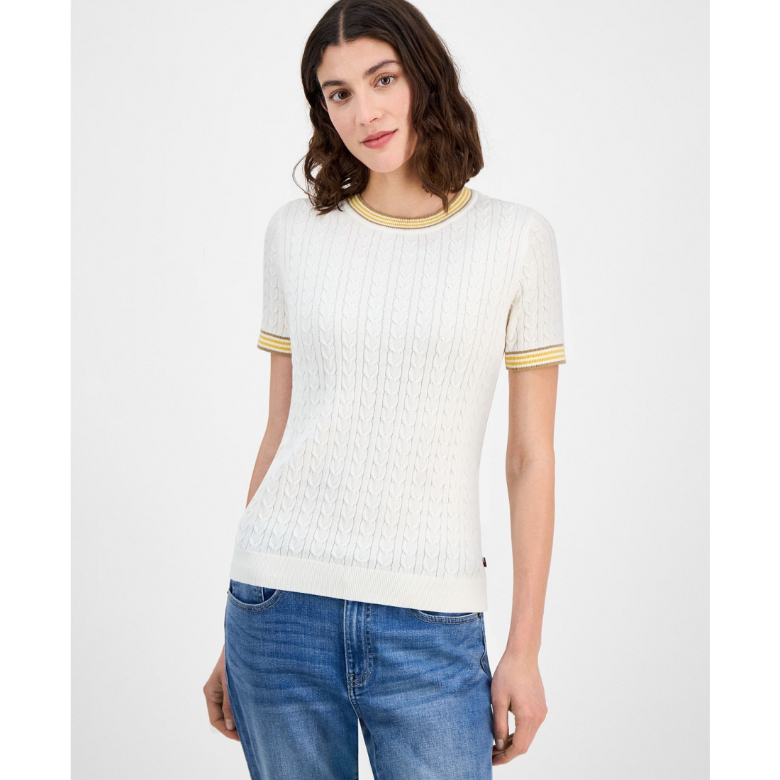 Pull à manches courtes 'Tipped' pour Femmes