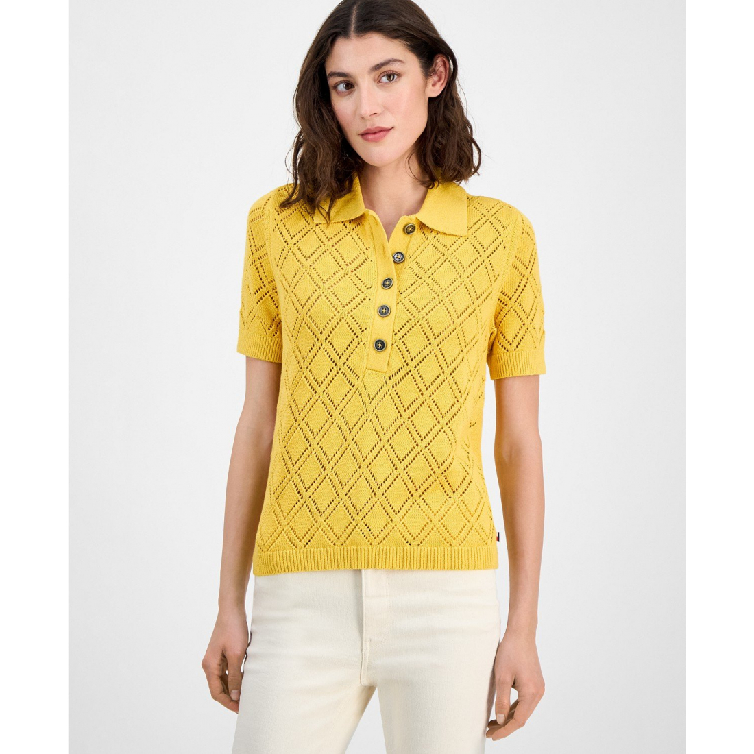 Polo 'Double Pointelle Knit' pour Femmes