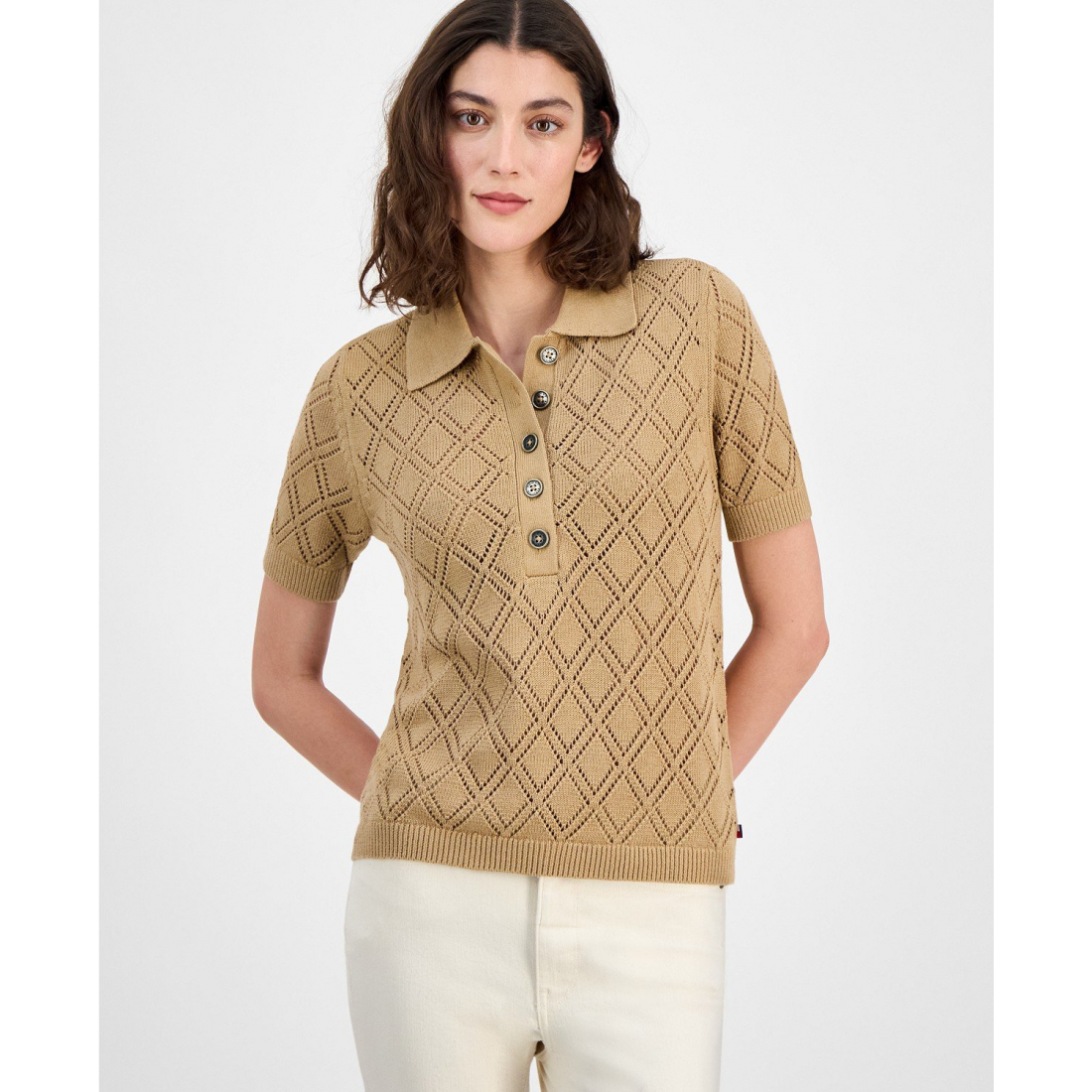 Polo 'Double Pointelle Knit' pour Femmes