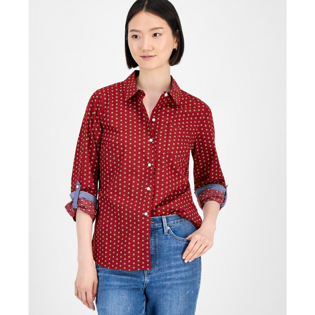 Chemise 'Cotton Foulard Button-Front' pour Femmes