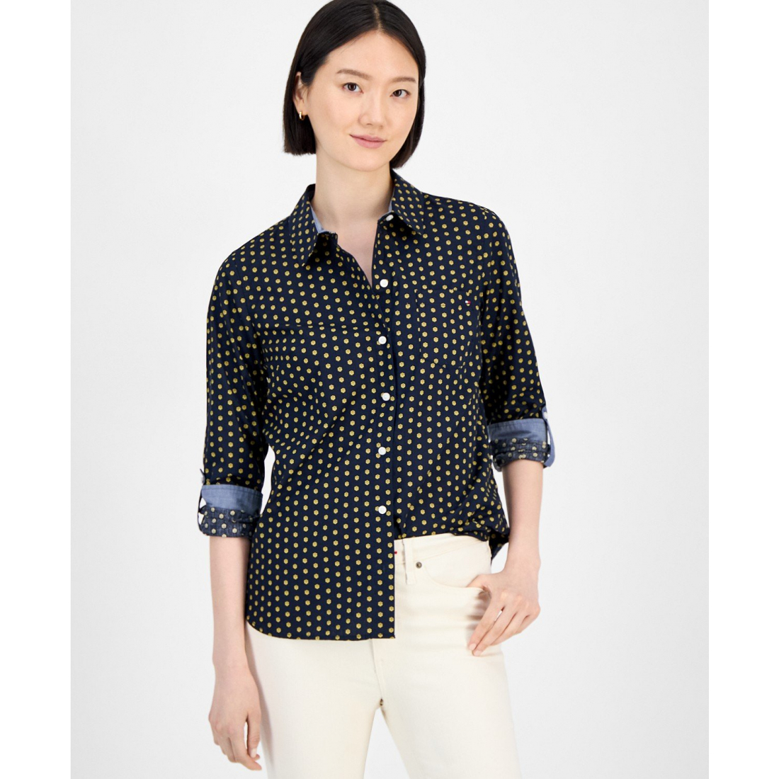 Chemise 'Cotton Foulard Button-Front' pour Femmes