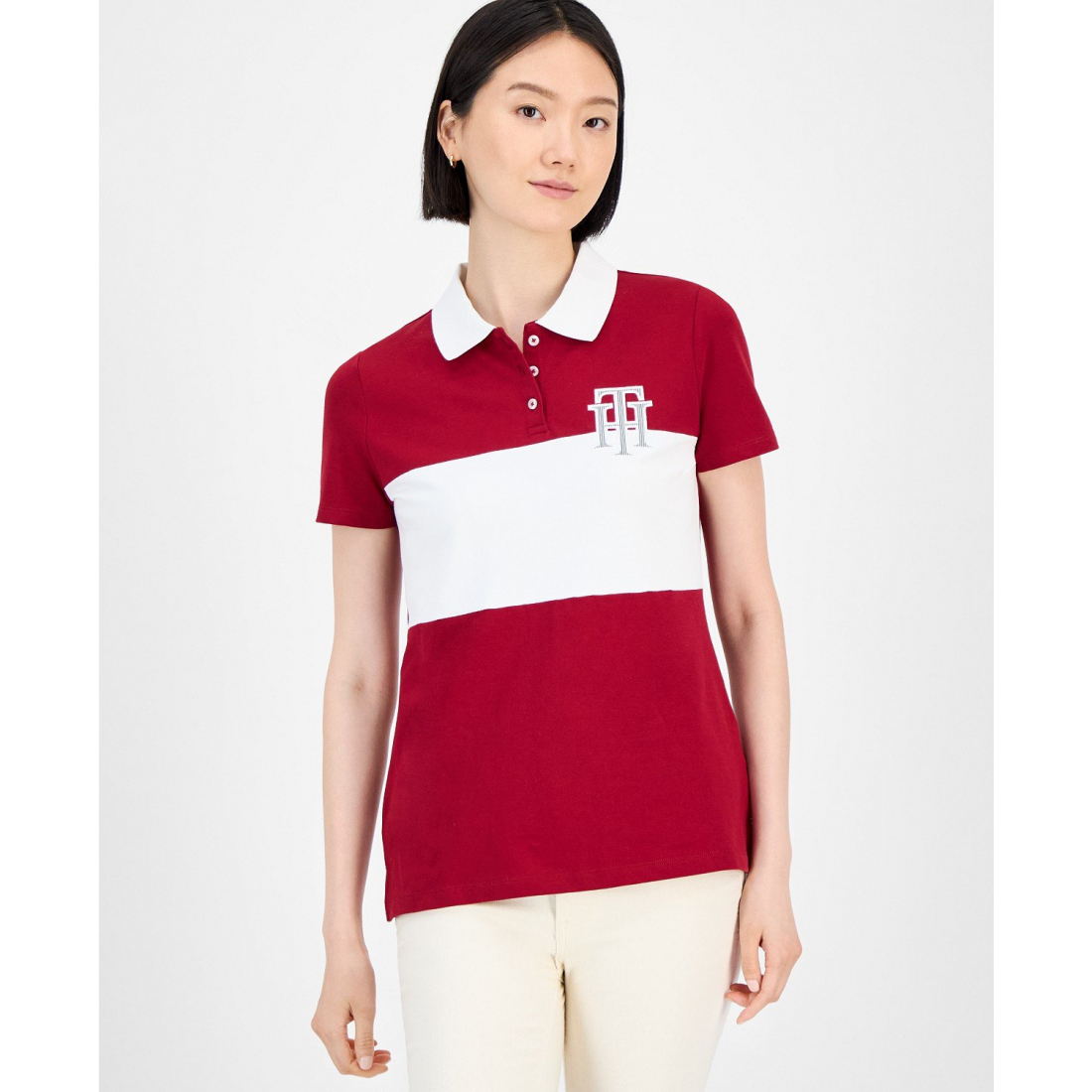 Polo 'Pieced Piqué Short-Sleeve' pour Femmes