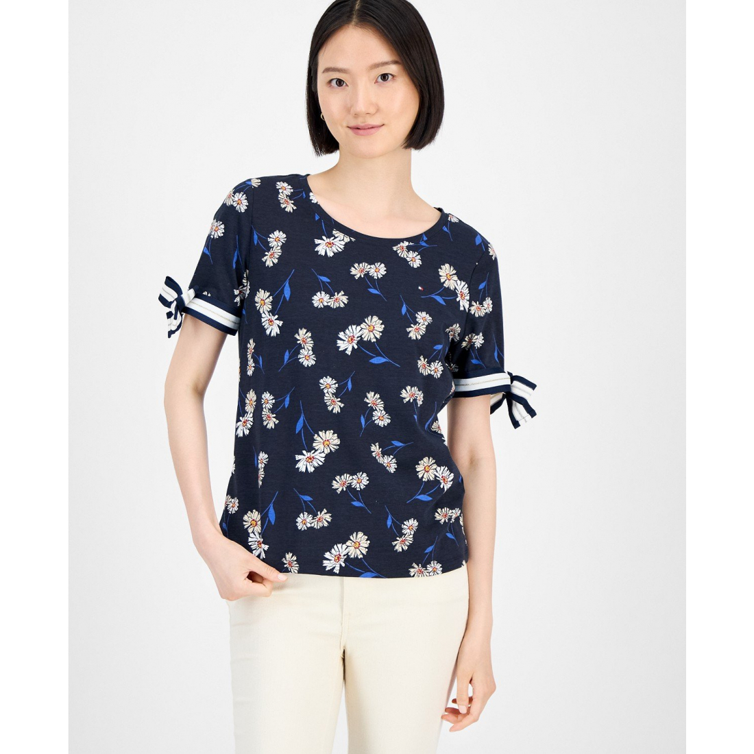 Top 'Daisy-Print Tie-Sleeve' pour Femmes