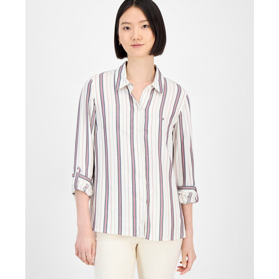 Chemise 'Striped Roll-Tab' pour Femmes