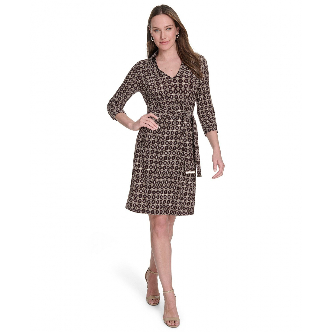 Robe ajustée et évasée 'Belted Jersey' pour Femmes