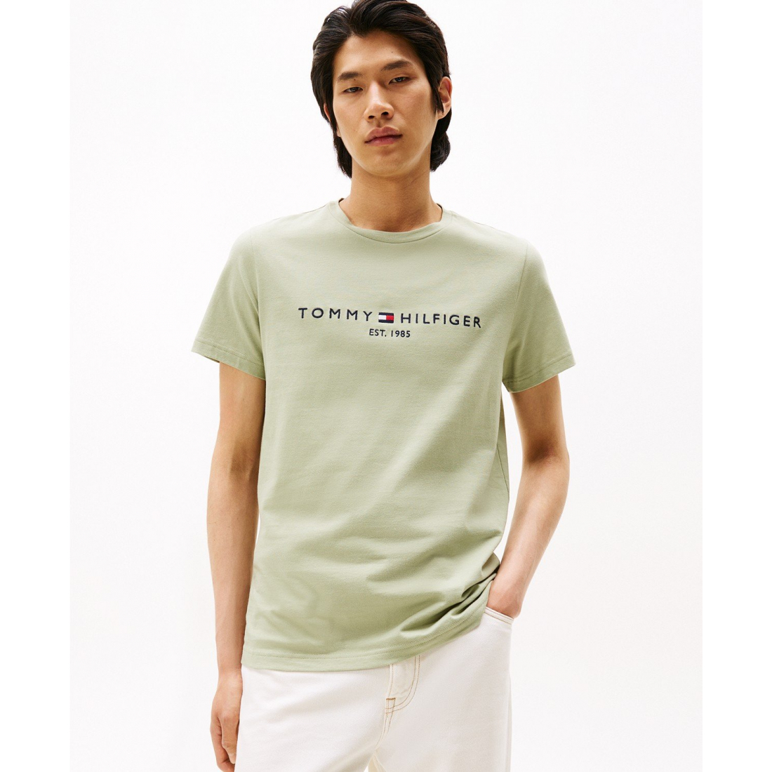 T-shirt 'Embroidered Logo Slim-Fit Crewneck' pour Hommes