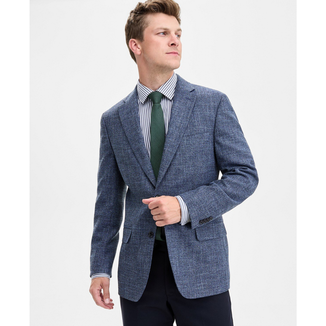 'Modern-Fit Textured Blue Sport' Klassischer Blazer für Herren