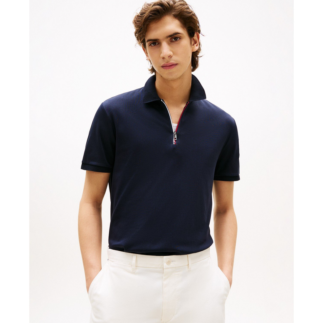 Polo 'Regular-Fit Interlock Zip' pour Hommes