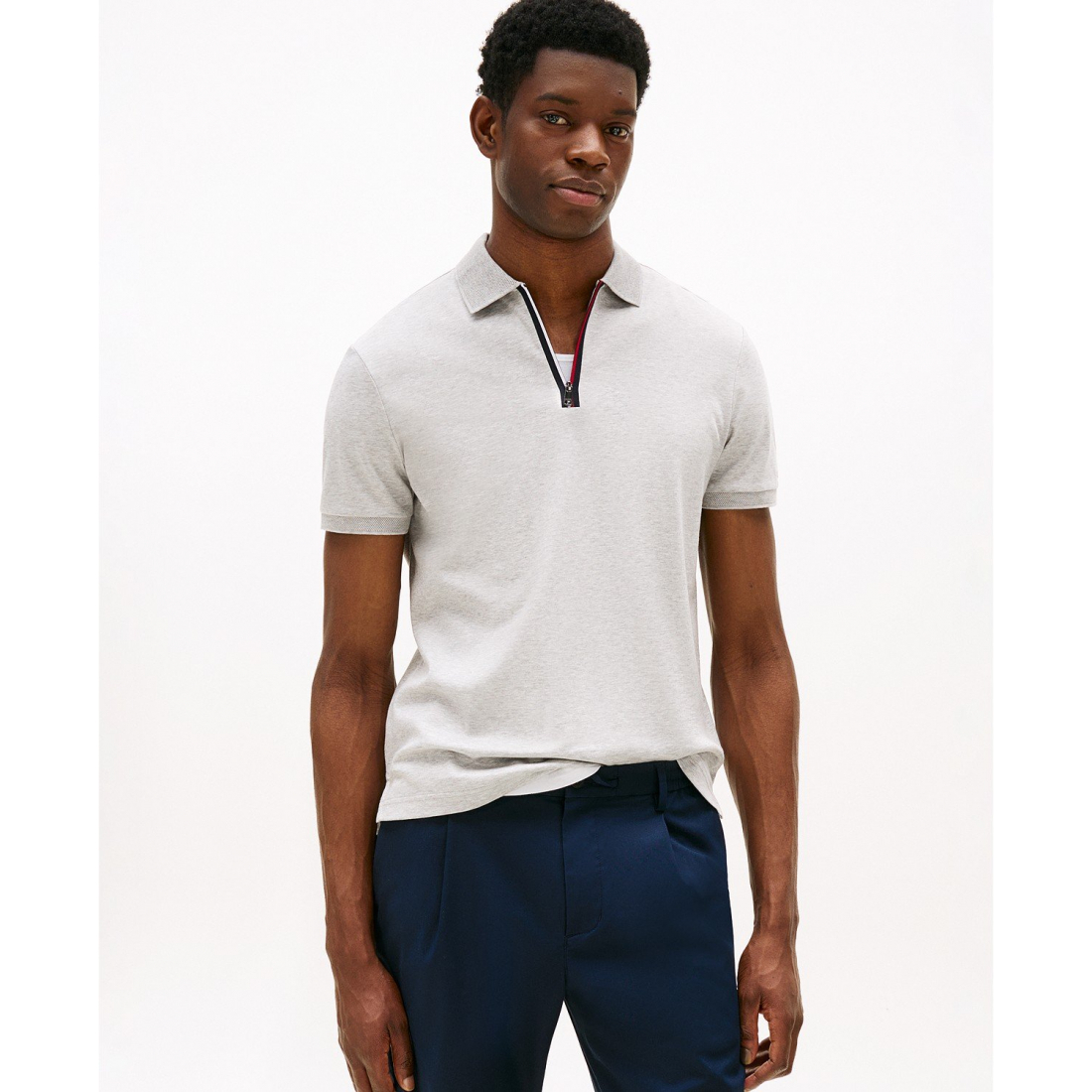 Polo 'Regular-Fit Interlock Zip' pour Hommes
