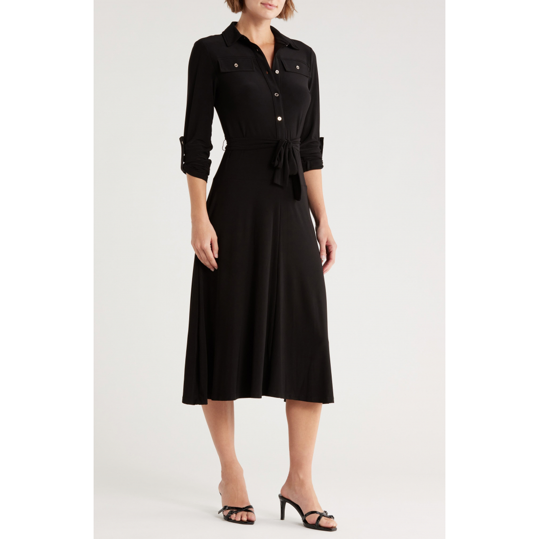 Robe Midi 'Roll Tab Sleeve' pour Femmes