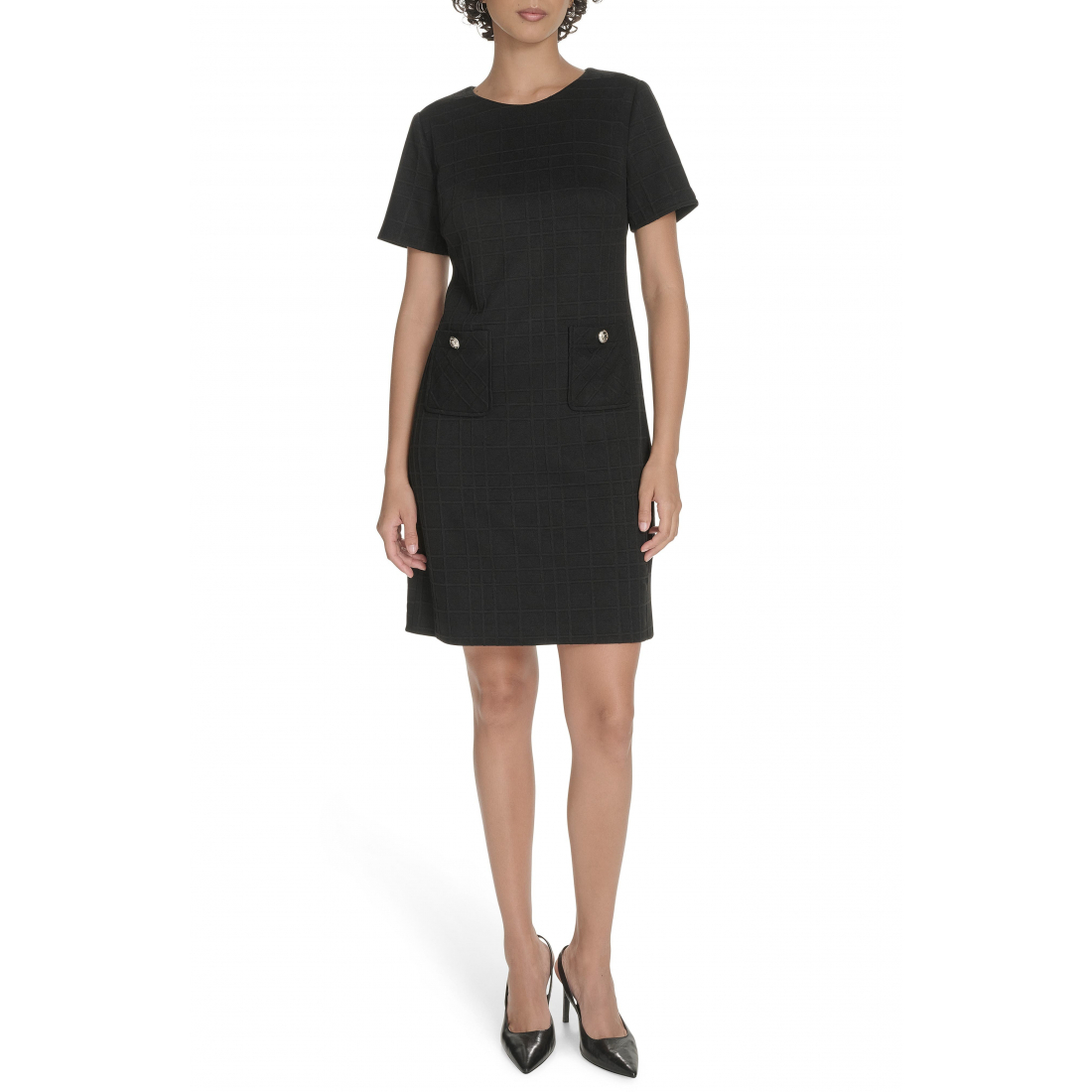 Robe droite 'Windowpane Short Sleeve' pour Femmes