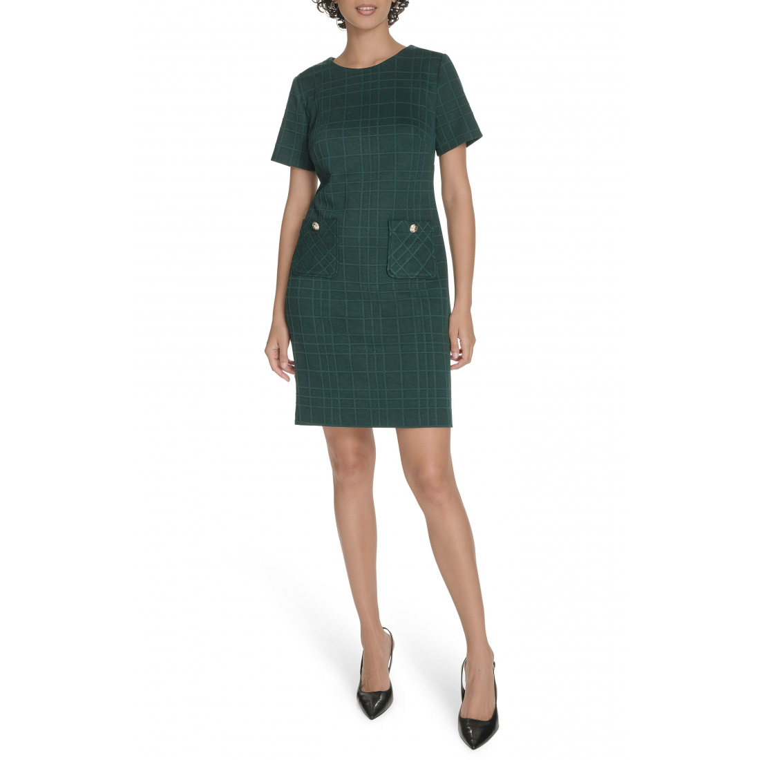 Robe droite 'Windowpane Short Sleeve' pour Femmes