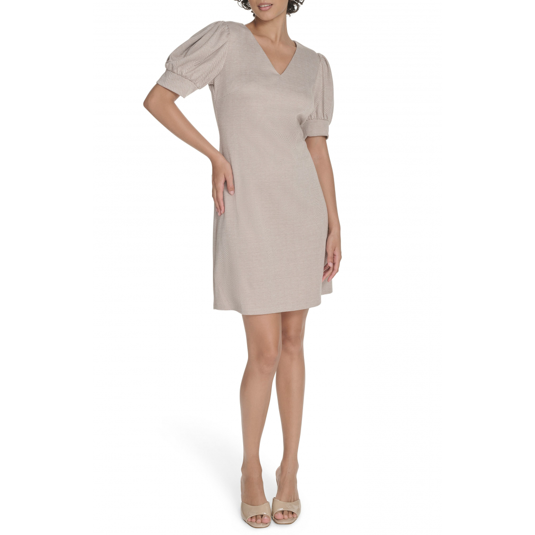 Women's 'Herringbone Puff Sleeve' Shift Dress