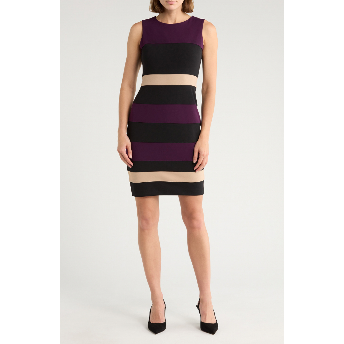 Women's 'Colorblock Stripe Crepe' Sheath Dress