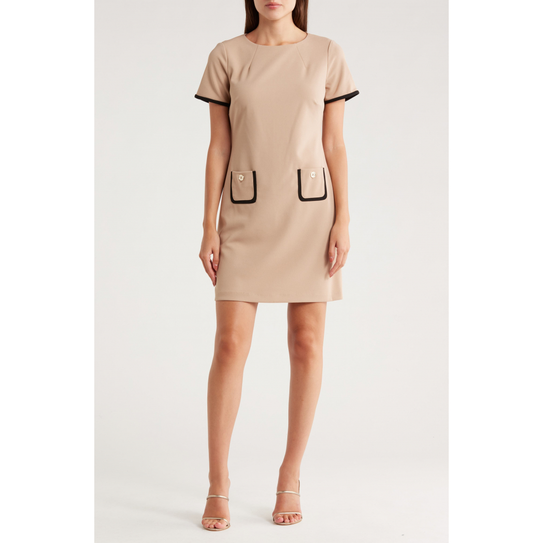 Robe mini 'Short Sleeve Scuba Crepe Contrast Trim' pour Femmes