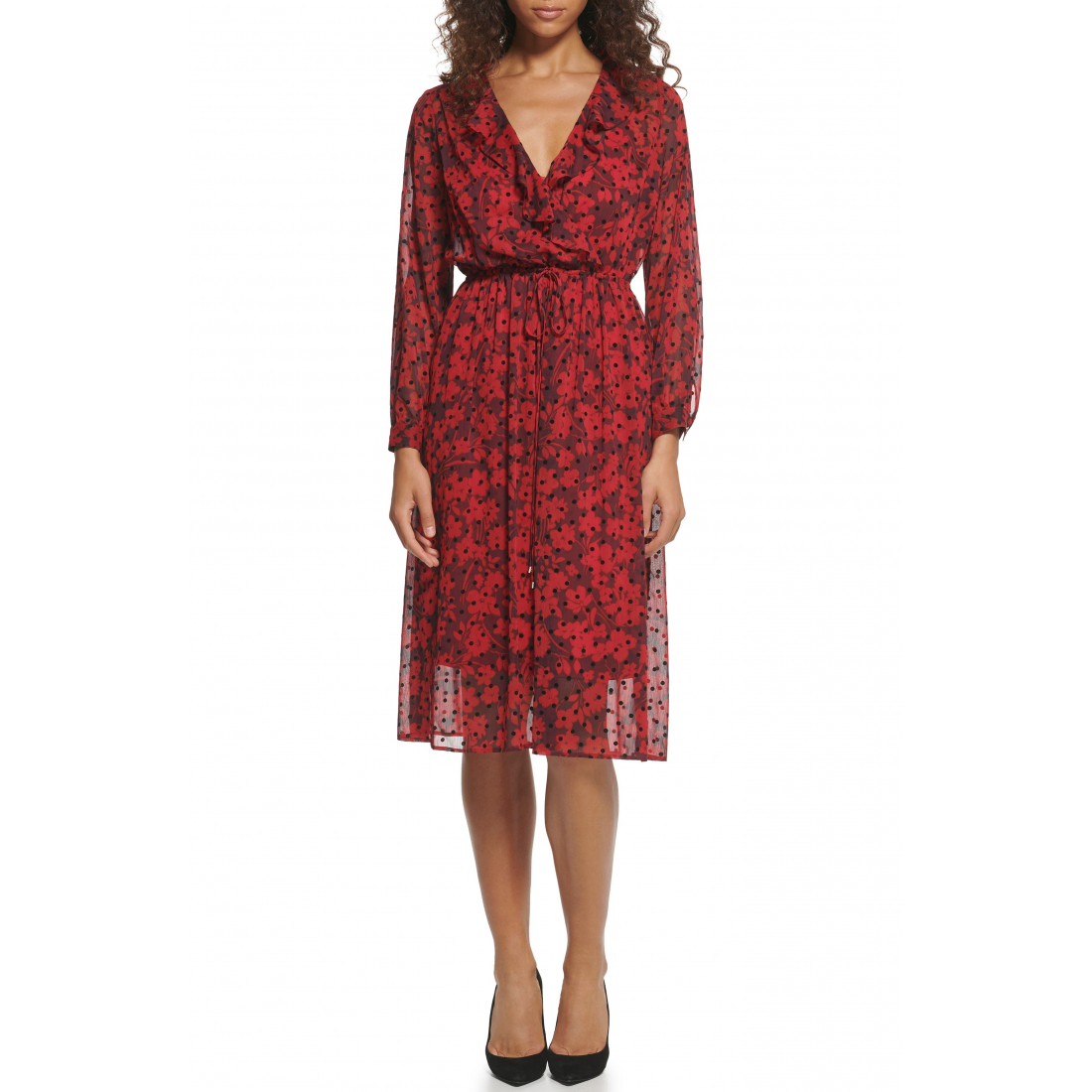 Women's 'Flocked Playful Petal' Midi Dress