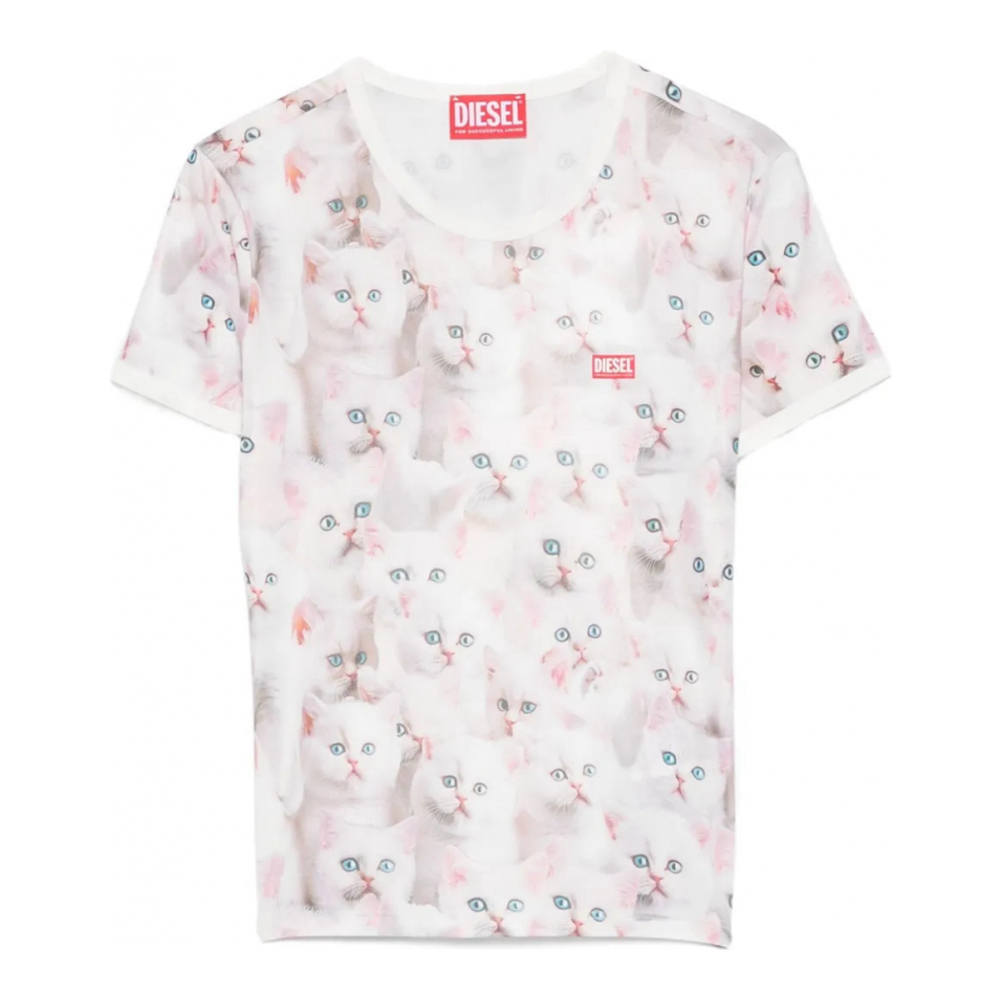 T-shirt 'All-Over Cat-Print' pour Femmes