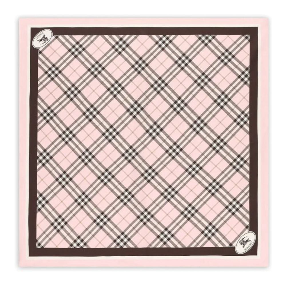 Foulard en soie 'Check-Pattern Logo' pour Femmes