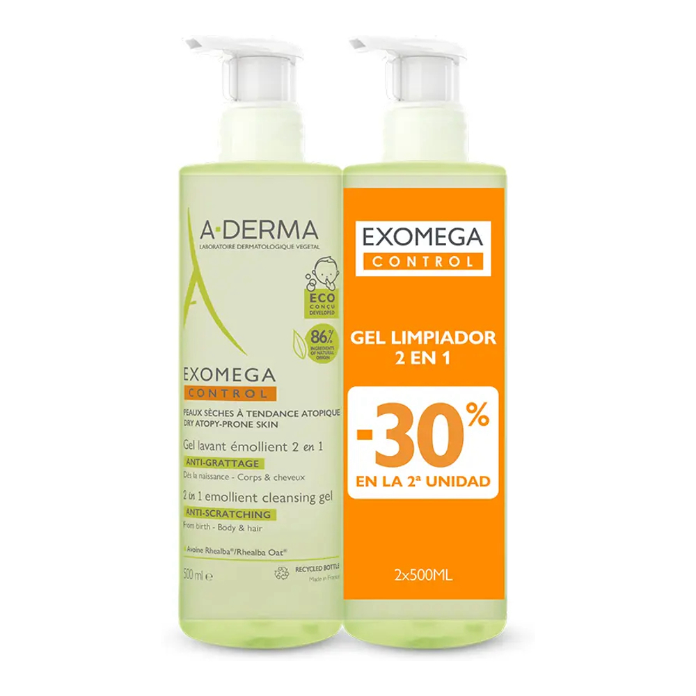 Gel Nettoyant 'Exomega Control Emollient' - 500 ml, 2 Pièces