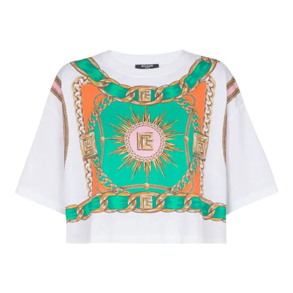 T-Shirt court 'Foulard-Print' pour Femmes