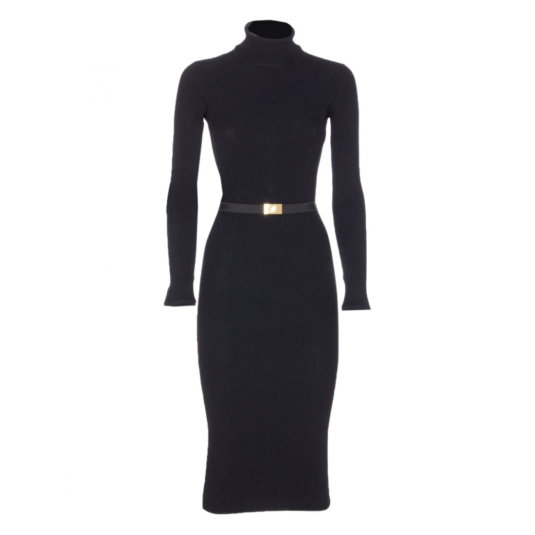 Women's 'Ribbed High-Neck Belted' Midi Dress