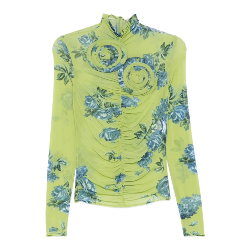 Top à manches longues 'Floral-Print Gathered' pour Femmes
