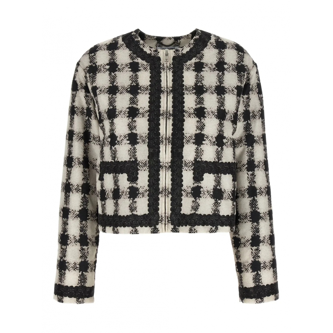 Veste 'Check-Pattern Lace-Trim' pour Femmes