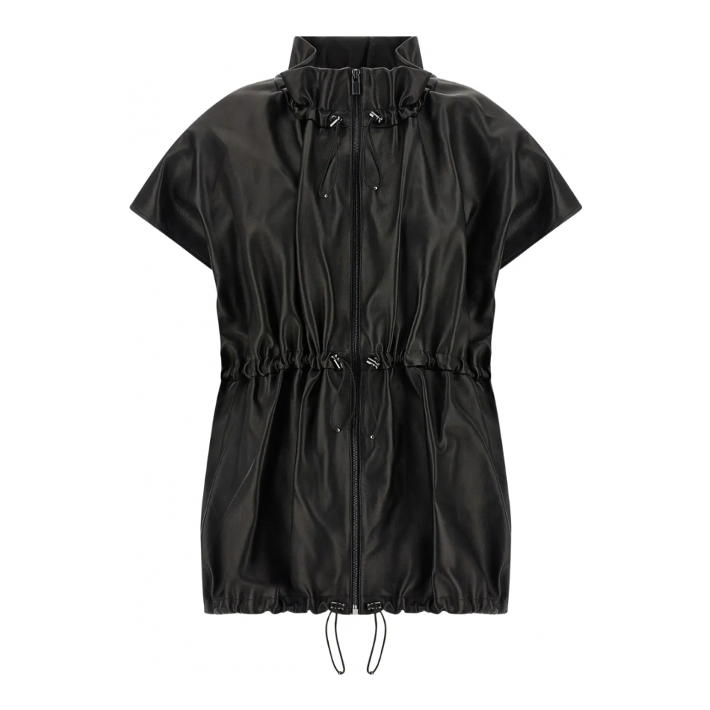 Veste en cuir 'Ruffled High-Neck' pour Femmes