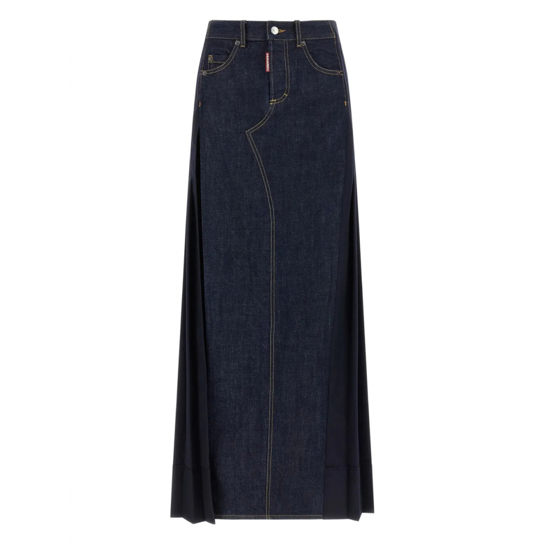 Jupe Maxi 'Denim-Insert Pleated' pour Femmes