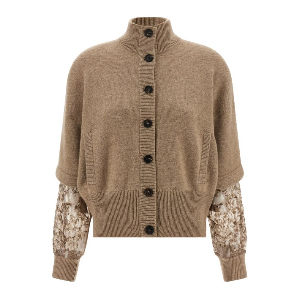 'Sequin Sleeve' Strickjacke für Damen