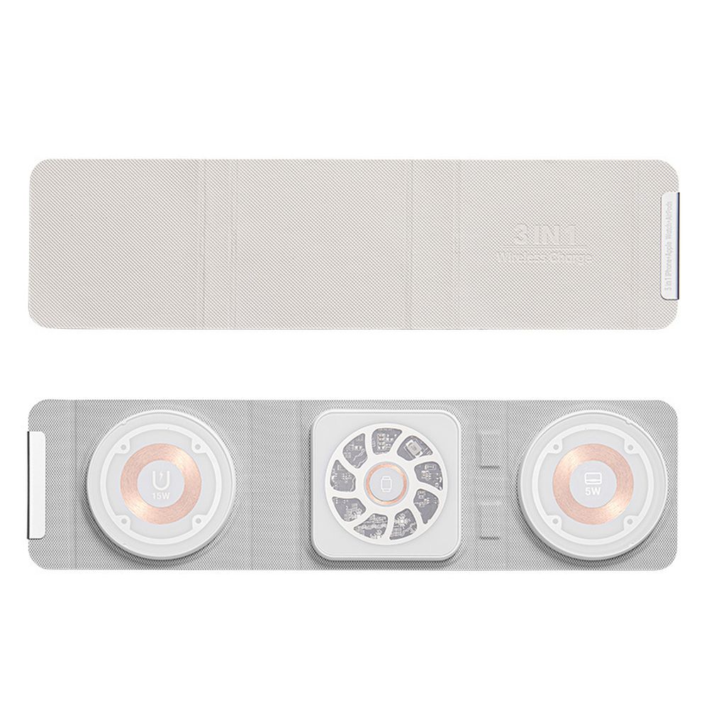 Chargeur sans fil 3 en 1 format Wallet - Blanc