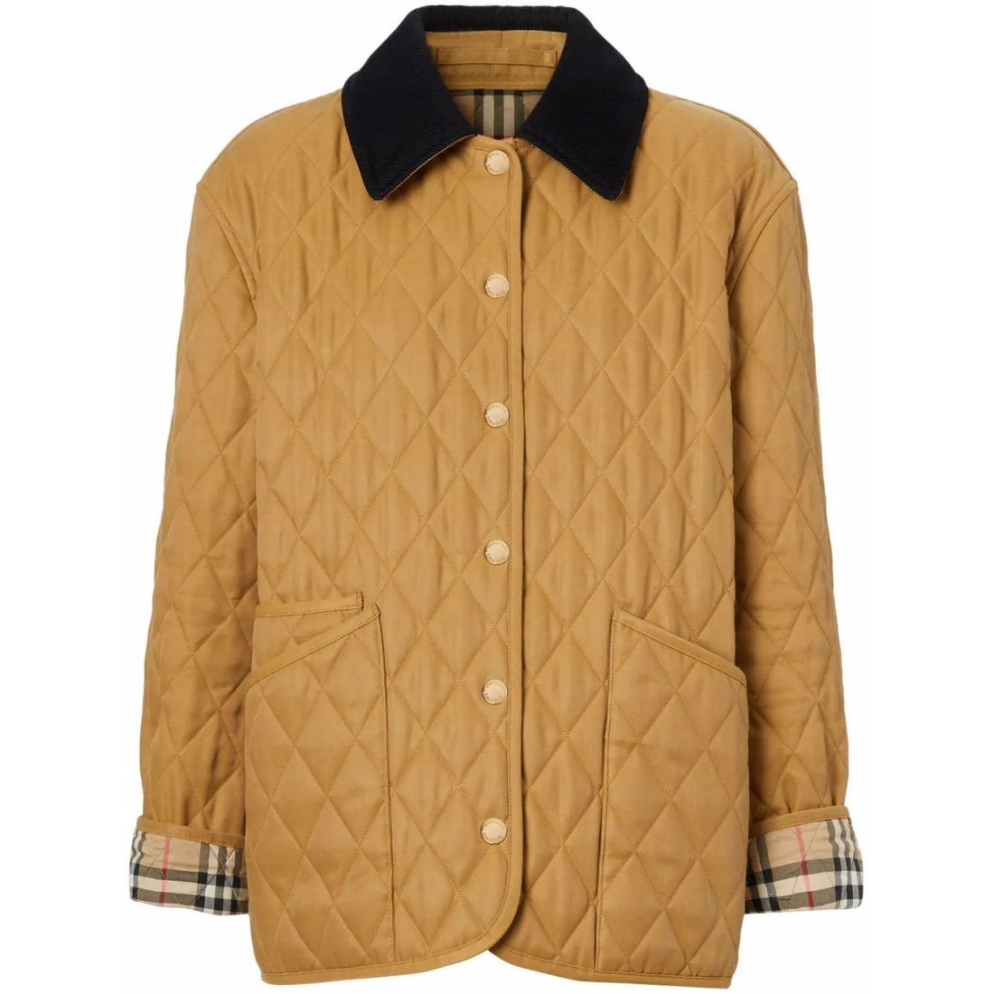 Veste 'Corduroy-Collar Diamond-Quilted' pour Femmes