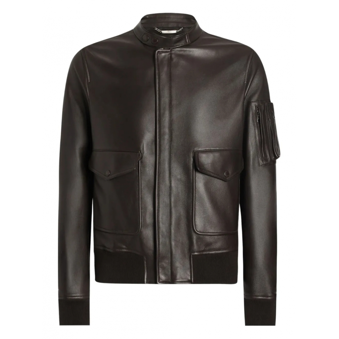 Men's 'Zip-Fastening-Pocket' Leather Jacket