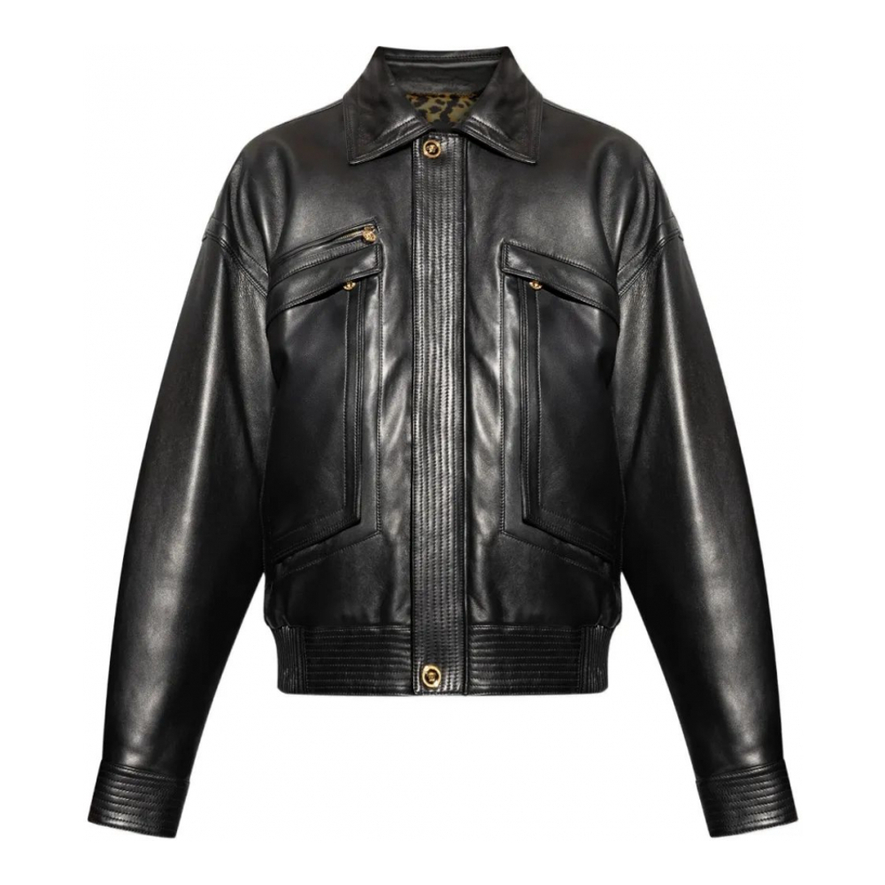 Veste en cuir 'Flap-Pocket' pour Hommes