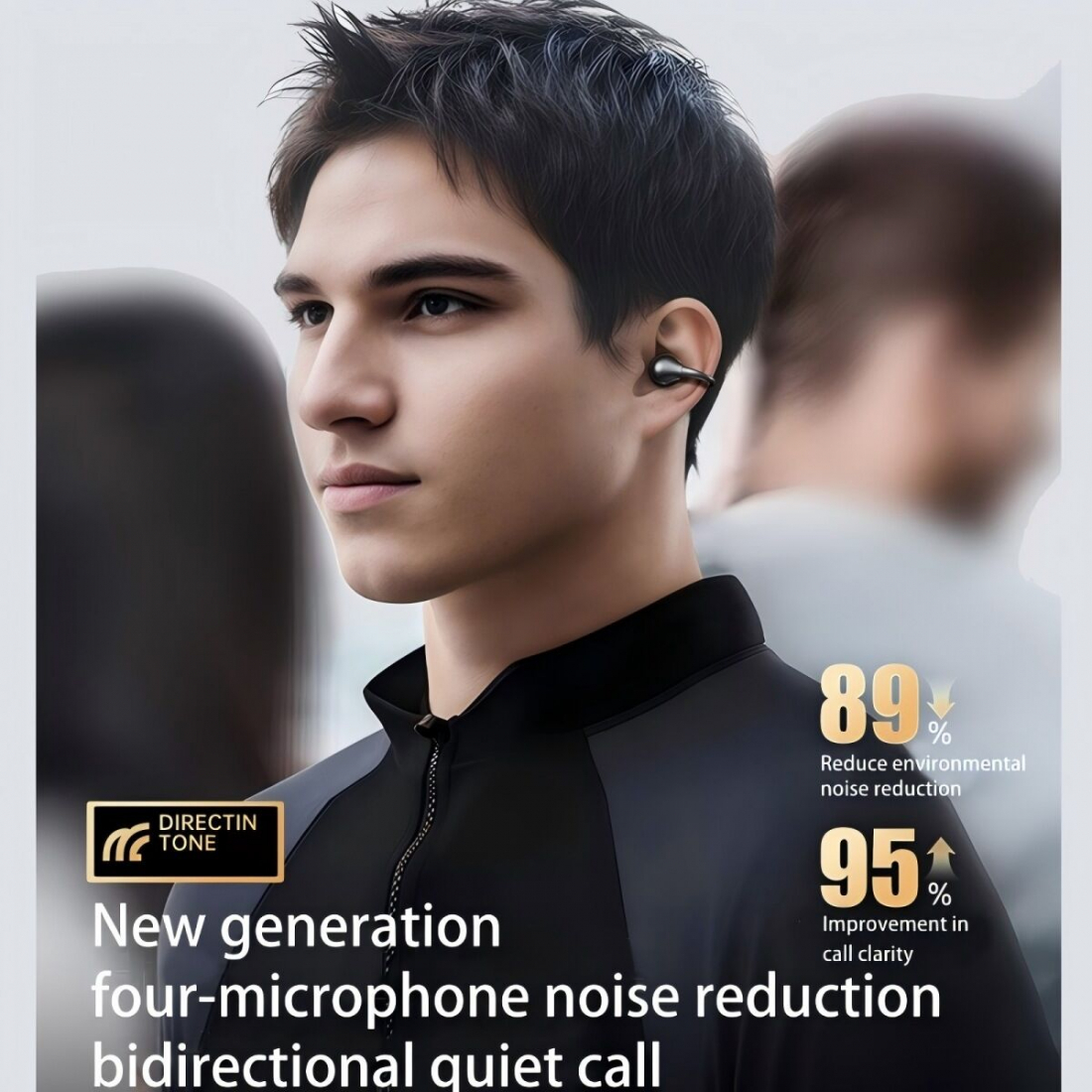 Kinglucky Clip-on Black Bluetooth In-Ear Headphones