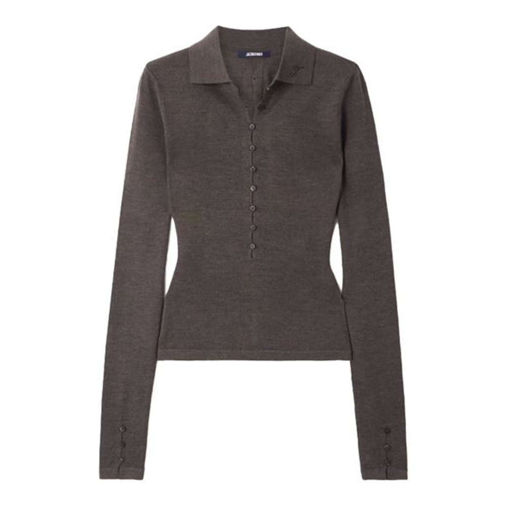 Top à manches longues 'Polo-Collar Buttoned' pour Femmes