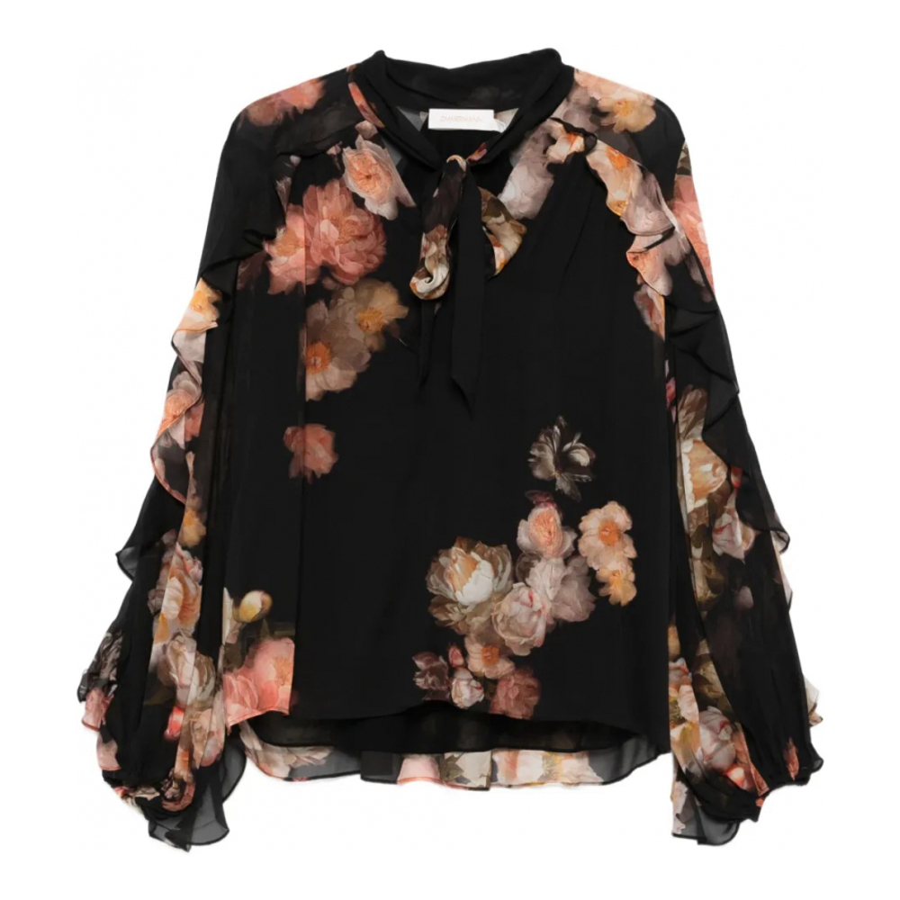 Blouse à manches longues 'Ruffled Floral-Print' pour Femmes